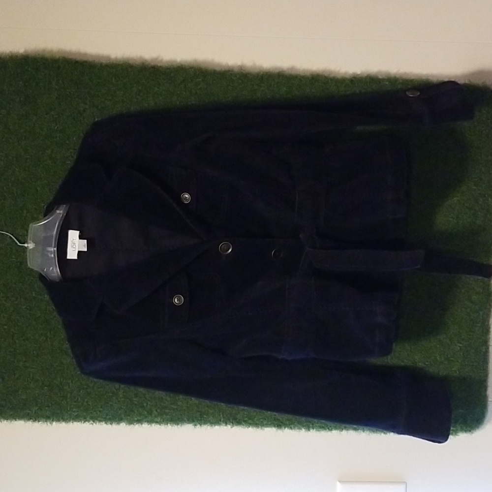 LOFT Navy corduroy blazer with belt and pockets